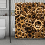 Steampunk Brass Cogs And Gears Print Polyester Shower Curtain