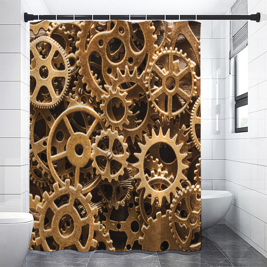 Steampunk Brass Cogs And Gears Print Premium Shower Curtain