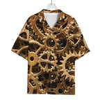 Steampunk Brass Cogs And Gears Print Rayon Hawaiian Shirt