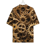 Steampunk Brass Cogs And Gears Print Rayon Hawaiian Shirt