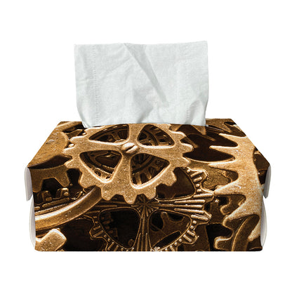 Steampunk Brass Cogs And Gears Print Rectangle Tissue Box Cover