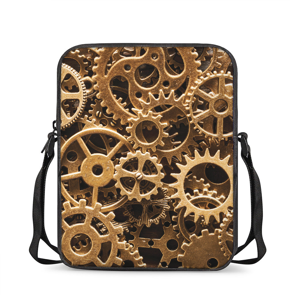 Steampunk Brass Cogs And Gears Print Rectangular Crossbody Bag