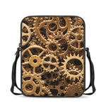Steampunk Brass Cogs And Gears Print Rectangular Crossbody Bag