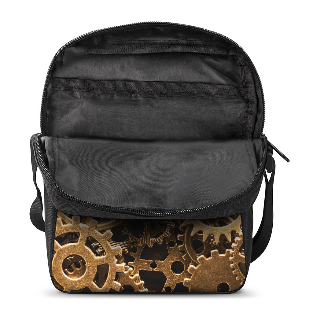 Steampunk Brass Cogs And Gears Print Rectangular Crossbody Bag