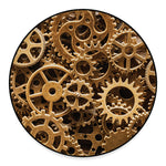 Steampunk Brass Cogs And Gears Print Round Floor Mat
