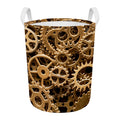 Steampunk Brass Cogs And Gears Print Round Laundry Basket