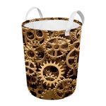 Steampunk Brass Cogs And Gears Print Round Laundry Basket