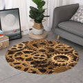 Steampunk Brass Cogs And Gears Print Round Rug