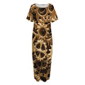 Steampunk Brass Cogs And Gears Print Short Sleeve Long Nightdress