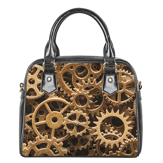 Steampunk Brass Cogs And Gears Print Shoulder Handbag