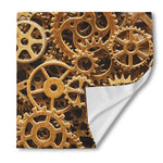 Steampunk Brass Cogs And Gears Print Silk Bandana