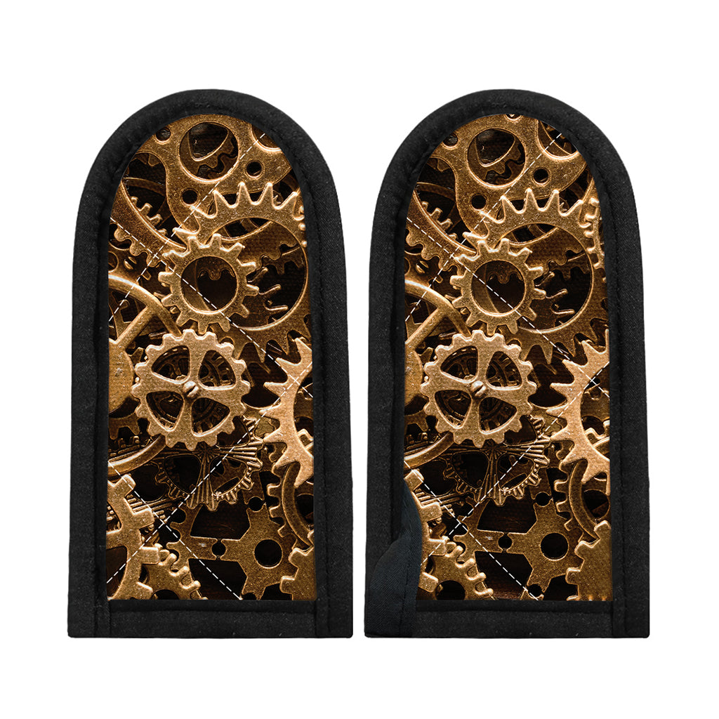Steampunk Brass Cogs And Gears Print Skillet Handle Cover