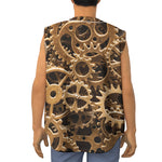 Steampunk Brass Cogs And Gears Print Sleeveless Baseball Jersey