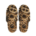 Steampunk Brass Cogs And Gears Print Slippers