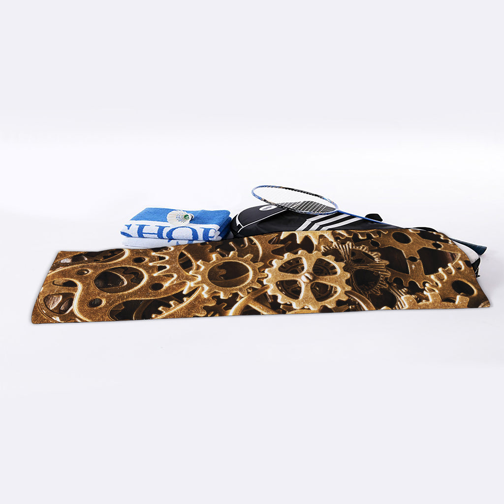 Steampunk Brass Cogs And Gears Print Sports Towel