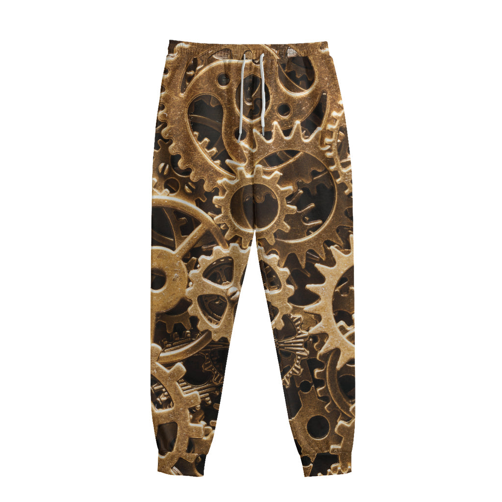 Steampunk Brass Cogs And Gears Print Sweatpants