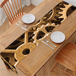 Steampunk Brass Cogs And Gears Print Table Runner