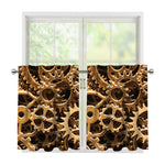 Steampunk Brass Cogs And Gears Print Tier Curtains