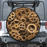 Steampunk Brass Cogs And Gears Print Tire Cover