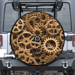 Steampunk Brass Cogs And Gears Print Tire Cover With Camera Hole