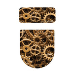 Steampunk Brass Cogs And Gears Print Toilet Lid And Tank Cover Set