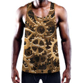 Steampunk Brass Cogs And Gears Print Men's Workout Tank Top