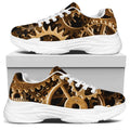 Steampunk Brass Cogs And Gears Print White Chunky Shoes