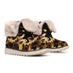 Steampunk Brass Cogs And Gears Print Winter Boots