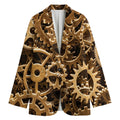 Steampunk Brass Cogs And Gears Print Women's Cotton Blazer