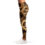 Steampunk Brass Cogs And Gears Print Women's Leggings