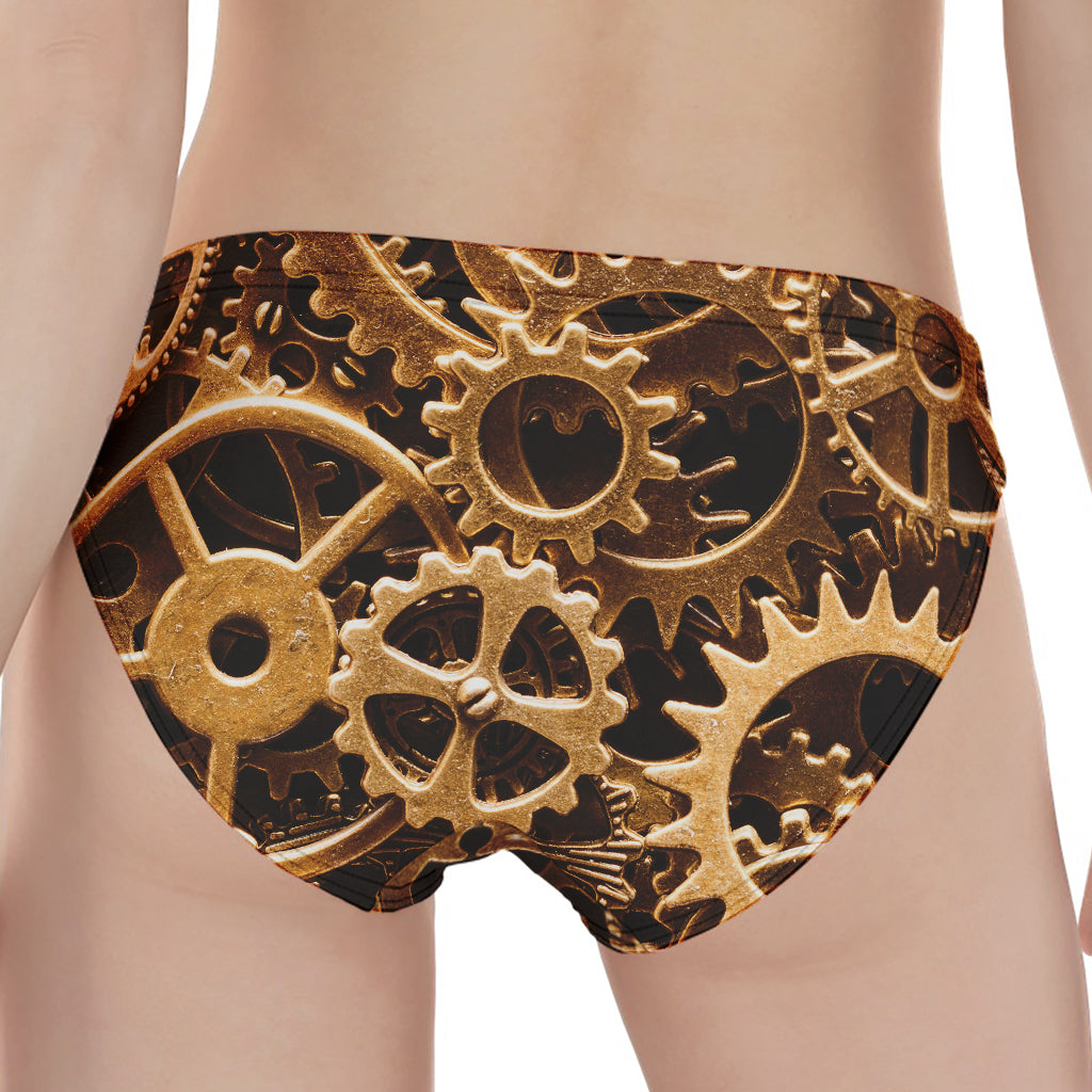 Steampunk Brass Cogs And Gears Print Women's Panties