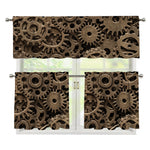 Steampunk Brass Gears And Cogs Print 3 Piece Kitchen Curtains