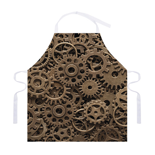 Steampunk Brass Gears And Cogs Print Adjustable Apron