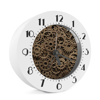 Steampunk Brass Gears And Cogs Print Alarm Clock