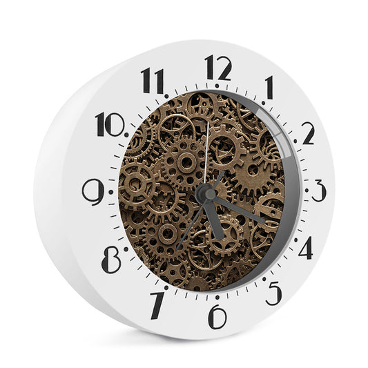 Steampunk Brass Gears And Cogs Print Alarm Clock