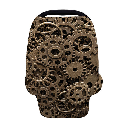 Steampunk Brass Gears And Cogs Print Baby Seat Cover