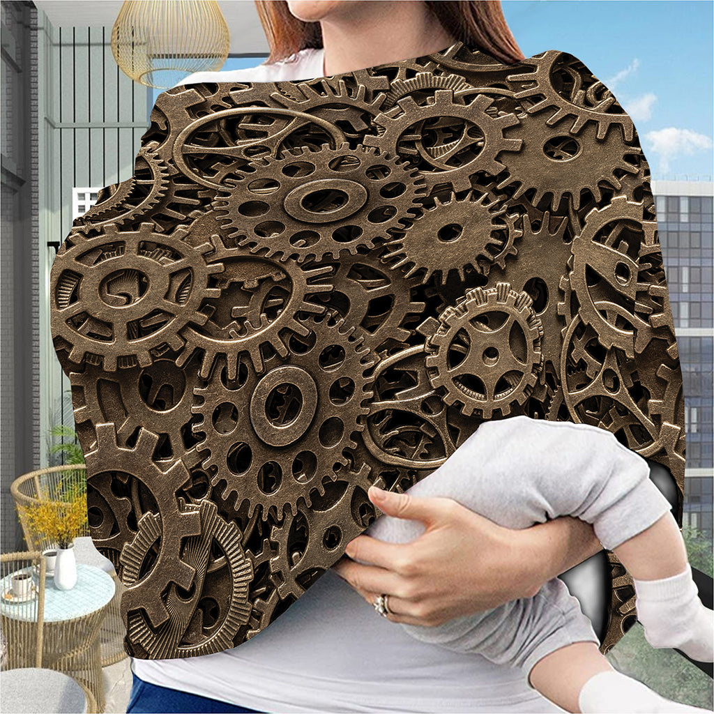 Steampunk Brass Gears And Cogs Print Baby Seat Cover