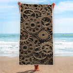 Steampunk Brass Gears And Cogs Print Beach Towel