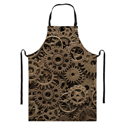 Steampunk Brass Gears And Cogs Print Bib Apron With Pocket