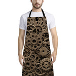 Steampunk Brass Gears And Cogs Print Bib Apron With Pocket