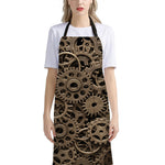 Steampunk Brass Gears And Cogs Print Bib Apron With Pocket