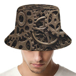 Steampunk Brass Gears And Cogs Print Bucket Hat