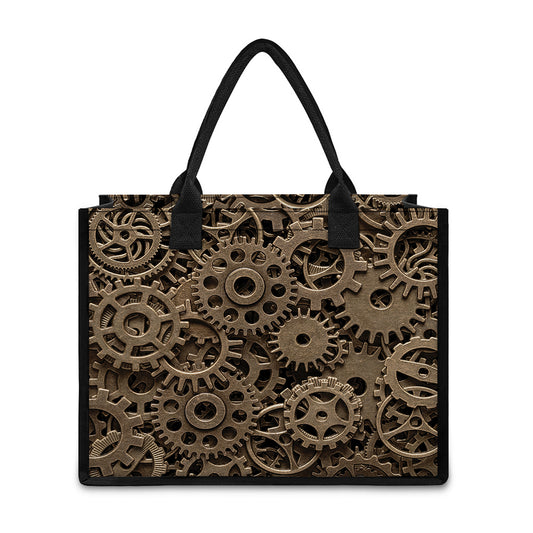 Steampunk Brass Gears And Cogs Print Canvas Tote Bag