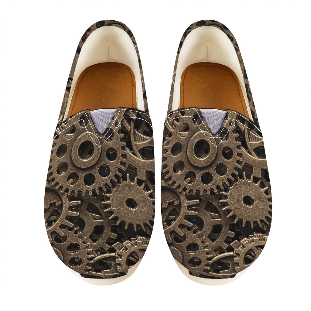 Steampunk Brass Gears And Cogs Print Casual Shoes