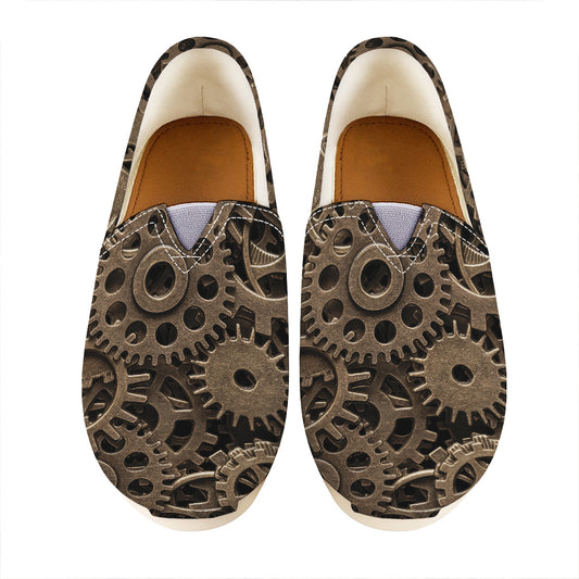 Steampunk Brass Gears And Cogs Print Casual Shoes