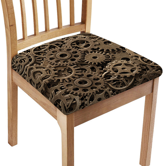 Steampunk Brass Gears And Cogs Print Chair Cushion Cover