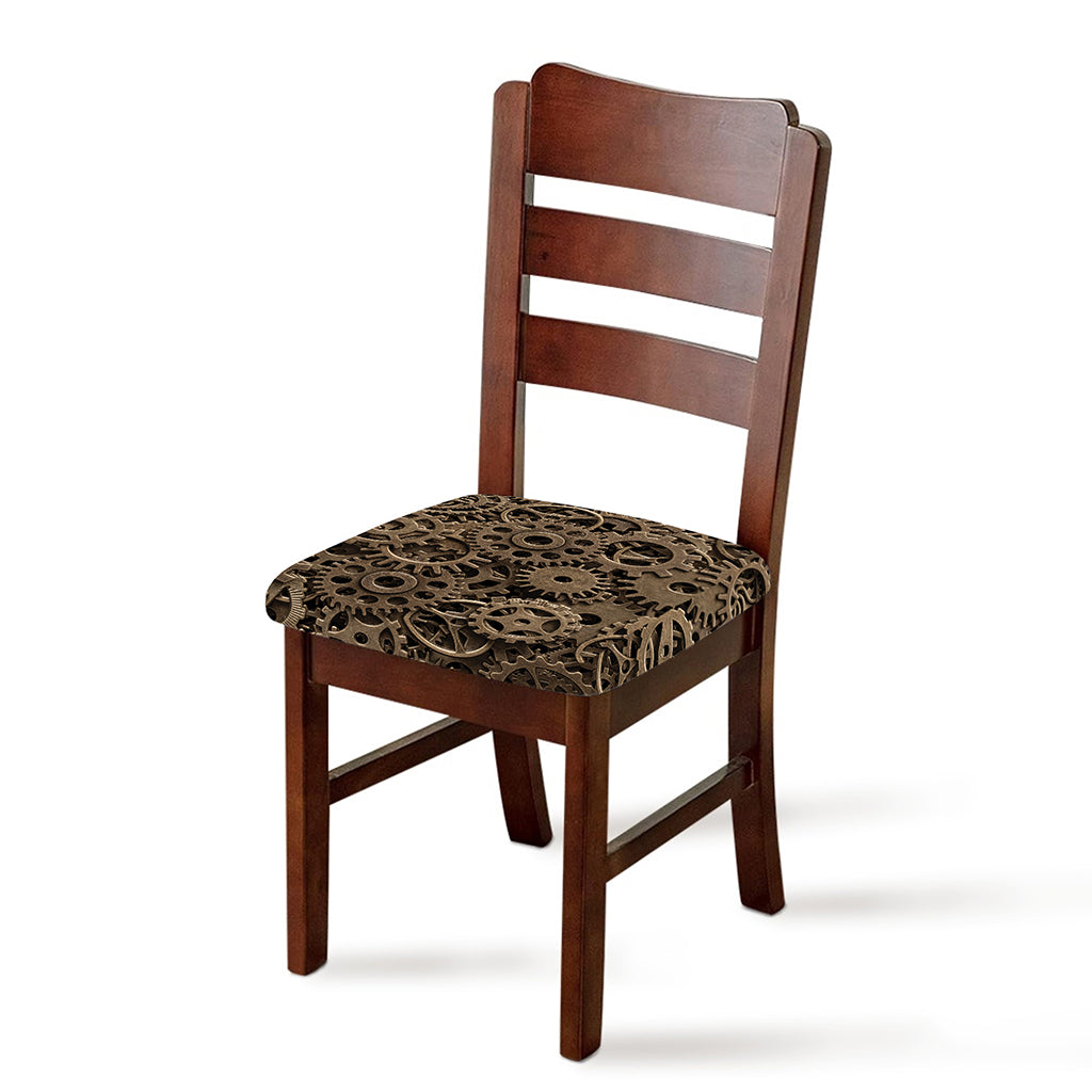 Steampunk Brass Gears And Cogs Print Chair Cushion Cover