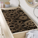 Steampunk Brass Gears And Cogs Print Changing Pad Cover