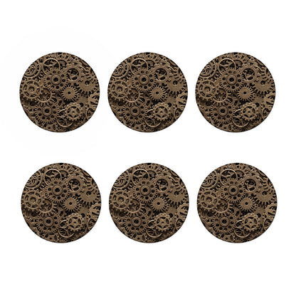 Steampunk Brass Gears And Cogs Print Coaster Set