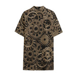 Steampunk Brass Gears And Cogs Print Cotton Hawaiian Shirt